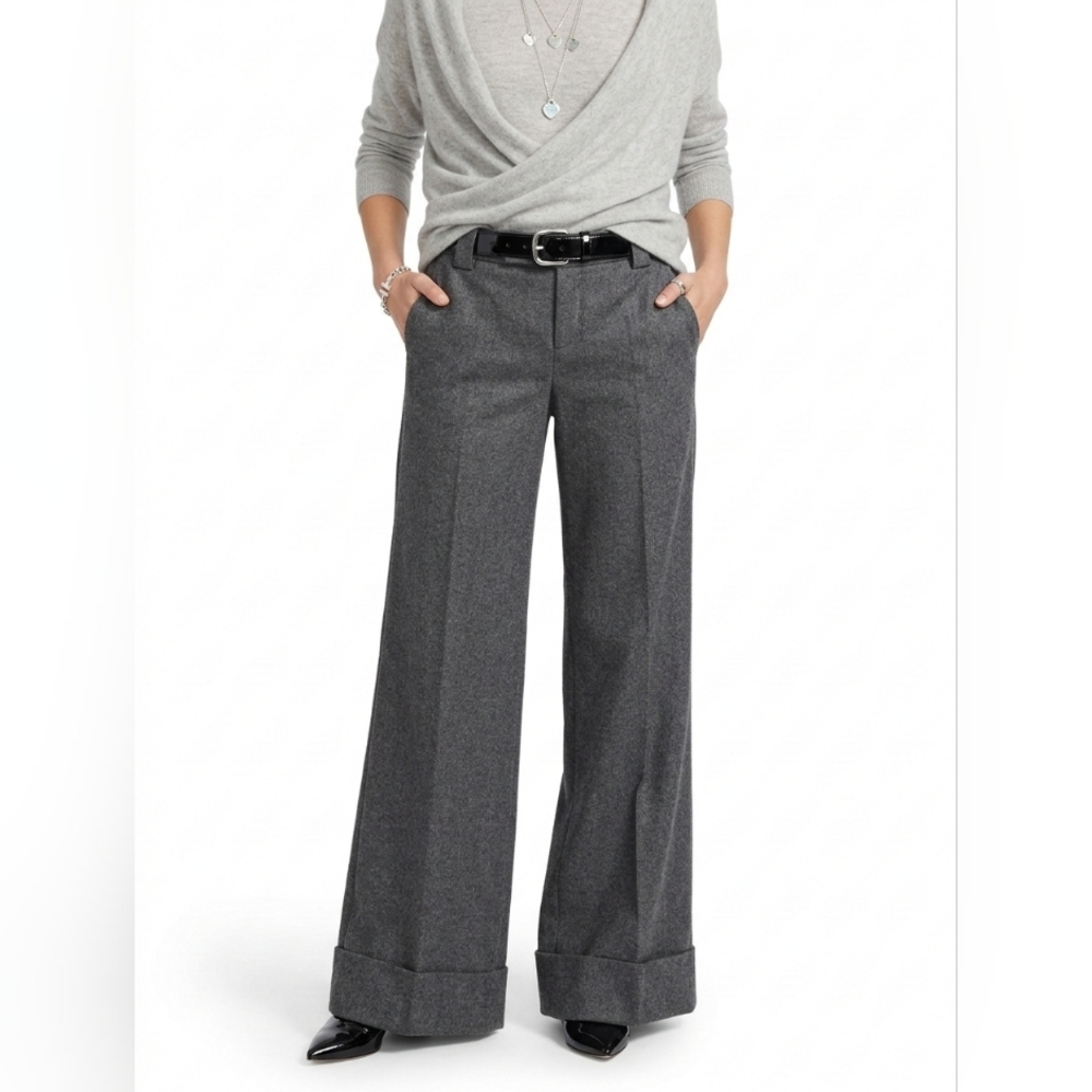 Atelier Designer Wool Blend Wide-Leg Cuffed Trousers